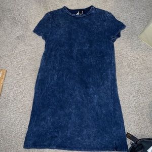 blue acid wash comfy casual dress